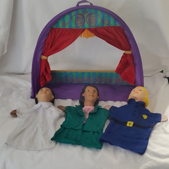 : 11pc Vintage Learning Resources hand puppets and pappa geppetto fabric stage - Picture 8 of 16